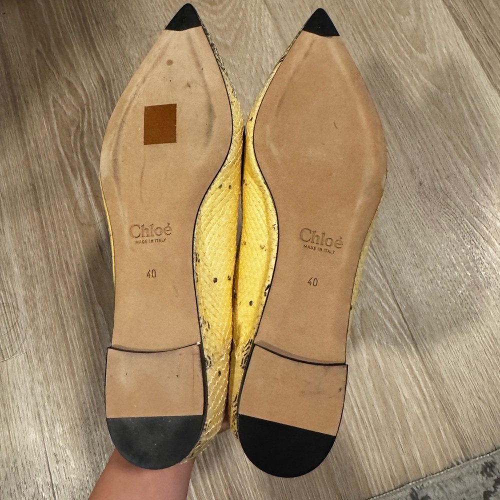 Chloe Buttery Yellow And Black Python Scalloped F… - image 4